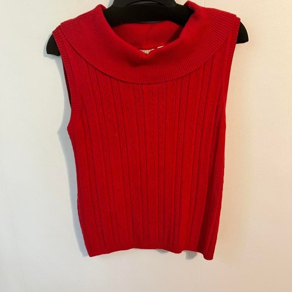 Women's white stag, large, mock neck sleeveless sweater. Patriotic 4 of July. - Picture 1 of 6
